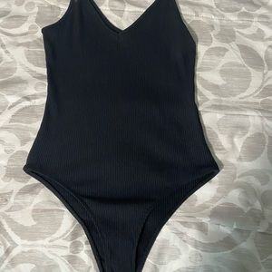 Black v-neck bodysuit